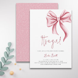 ミニマエレガントリストピンクボーガールベビーシャワー 招待状