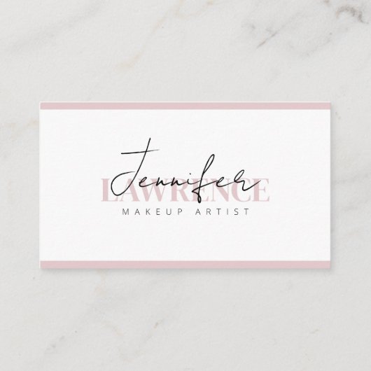 ミニマエレガントリストピンク白トレンディーメイクアップアーティスト 名刺 (裏面)