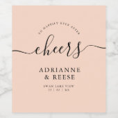 ミニマエレガントリストピンク&ブラック結婚のワインラベル ワインラベル (シングルラベル)