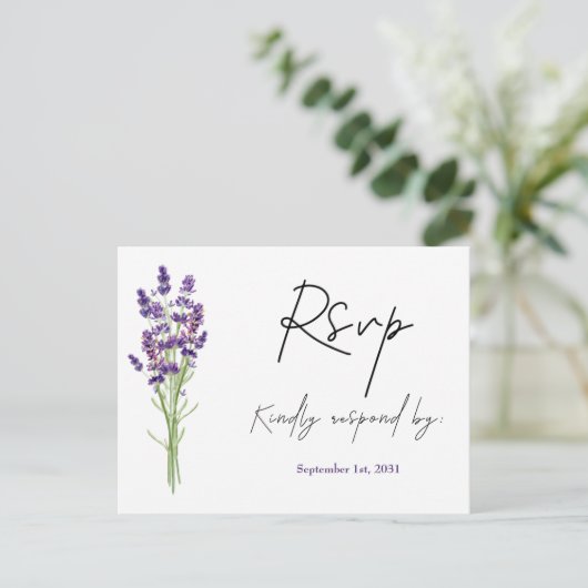ミニマエレガントリストファッションラベンダーRSVP結婚's ポストカード (スタンド正面)