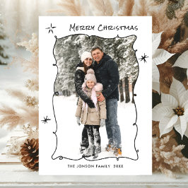 ミニマエレガントリストファンキーレトロクリスマスフォト シーズンカード
