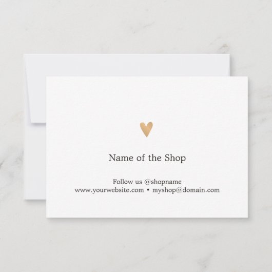 ミニマエレガントリストフェイク金ゴールドハートショップ割引C サンキューカード (裏面)