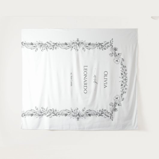 ミニマエレガントリストフローラアー結婚チの背景 タペストリー (正面(横))