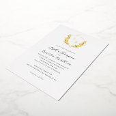 ミニマエレガントリストフローラクレストモノグラム結婚ズ 箔招待状 (回転した状態)