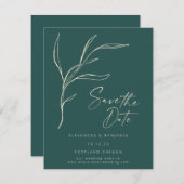 ミニマエレガントリストフローラグパーソナライズされたリーン セーブザデート (正面/裏面)