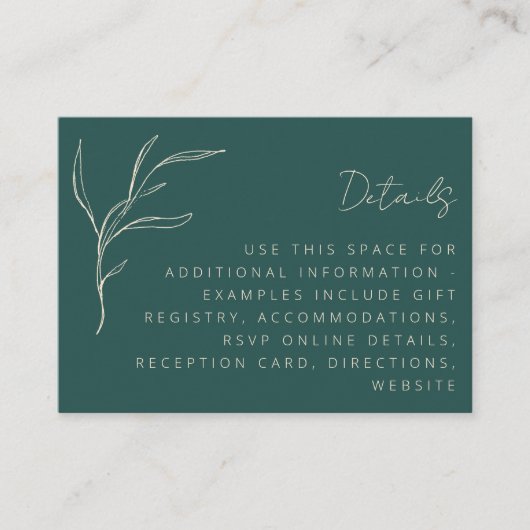 ミニマエレガントリストフローラグ結婚リーンの詳細 エンクロージャーカード (正面)