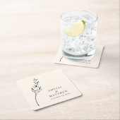 ミニマエレガントリストフローラスケッチカスタムウェディング スクエアペーパーコースター (インサイチュ)