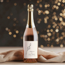 ミニマエレガントリストフローラスケッチカスタムウェディング ワインラベル