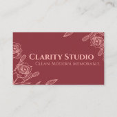 ミニマエレガントリストフローラバラ深い赤モダン 名刺 (正面)
