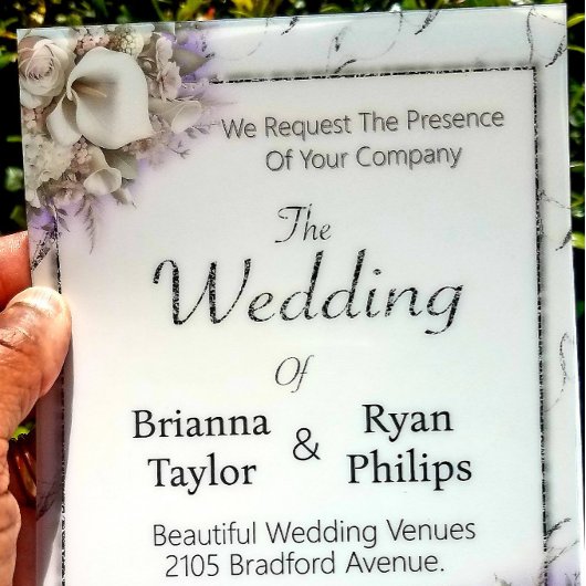 ミニマエレガントリストフローラブーケ アクリル招待状