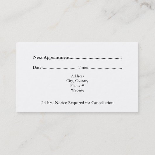 ミニマエレガントリストフローラ歯アポイントメントカード 予約カード (裏面)