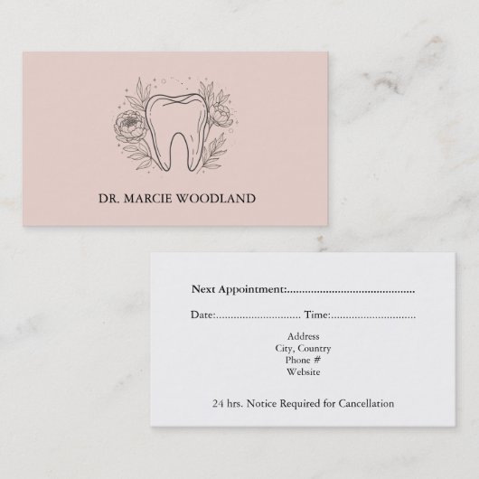 ミニマエレガントリストフローラ歯科アポイントメントカード 予約カード (正面/裏面)