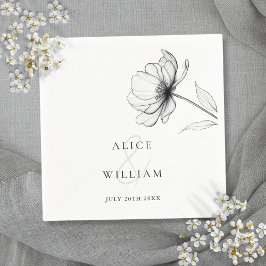 ミニマエレガントリストフローラ白黒結婚ズ スタンダードカクテルナプキン