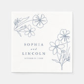 ミニマエレガントリストフローラ結婚スケッチ スタンダードカクテルナプキン (正面)