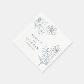 ミニマエレガントリストフローラ結婚スケッチ スタンダードカクテルナプキン (角)