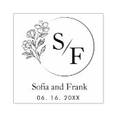 ミニマエレガントリストフローラ結婚モノグラム ラバースタンプ (インプリント)