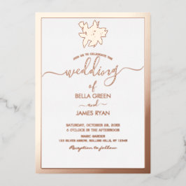 ミニマエレガントリストフローラ結婚写真  箔招待状