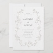 ミニマエレガントリストフローラ結婚式招待状 招待状 (正面)