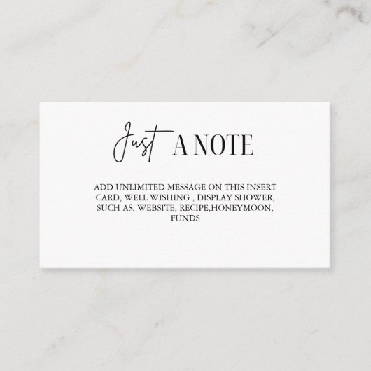 ミニマエレガントリストブライダルシャワーディスプレイカード エンクロージャーカード (正面)