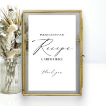 ミニマエレガントリストブライダルシャワーレシピカード記号