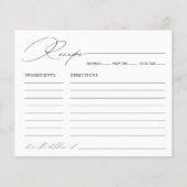ミニマエレガントリストブライダルシャワーレシピカード (正面)