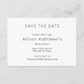 ミニマエレガントリストブライダルシャワー日付の保存 エンクロージャーカード (正面)