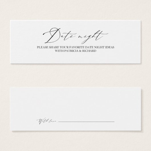 ミニマエレガントリストブライダルシャワー日付ナイトカード (正面&裏面)