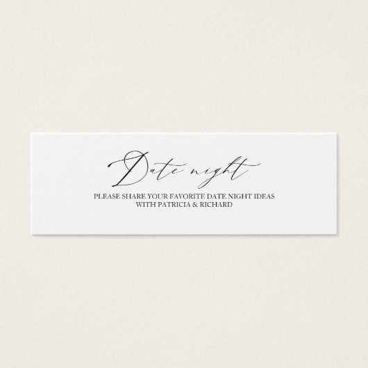 ミニマエレガントリストブライダルシャワー日付ナイトカード (正面)