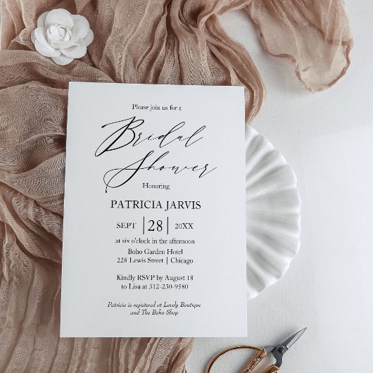 ミニマエレガントリストブライダルシャワー 招待状