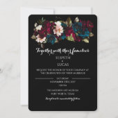 ミニマエレガントリストブラックとフローラ結婚ズ 招待状 (正面)