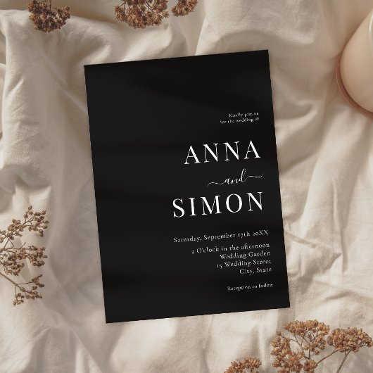 ミニマエレガントリストブラックオールインワン結婚ズ 招待状