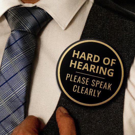 ミニマエレガントリストブラック金ゴールド文字懸命聴覚 缶バッジ