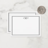 ミニマエレガントリストブラック3文字モノグラム ノートカード (正面/裏面インサイチュ)
