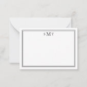 ミニマエレガントリストブラック3文字モノグラム ノートカード (正面)