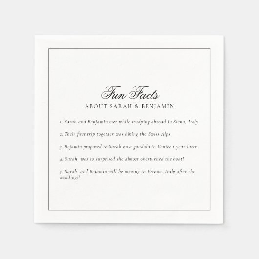 ミニマエレガントリストブラック&ホワイトおもしろいファクト結婚ズ スタンダードカクテルナプキン (正面)