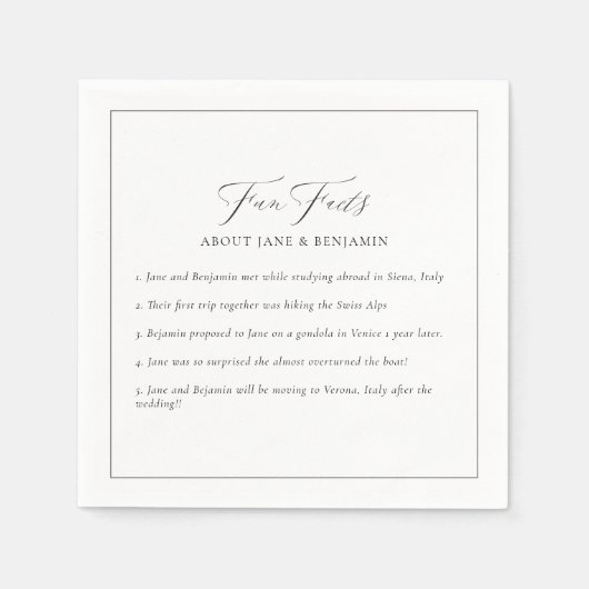 ミニマエレガントリストブラック&ホワイトおもしろいファクト結婚ズ スタンダードカクテルナプキン (正面)