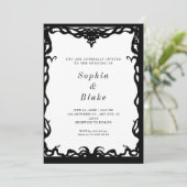 ミニマエレガントリストブラック&ホワイトアールデコ結婚ズ 招待状 (スタンド正面)