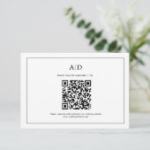 ミニマエレガントリストブラック&ホワイトモノグラム結婚ズ 出欠カード (スタンド正面)