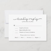 ミニマエレガントリストブラック&ホワイト写真結婚ズ 出欠カード (正面)