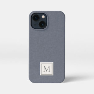 ミニマエレガントリストブルーグレイフェイクリネンモノグラム iPhone 13 MINIケース