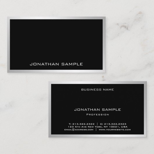 ミニマエレガントリストプレーンモダントレンディーシルバー 名刺 (正面/裏面)