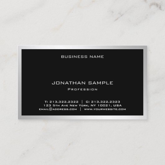 ミニマエレガントリストプレーンモダントレンディーシルバー 名刺 (裏面)