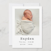 ミニマエレガントリストベビー発表写真引用文 案内状 (正面)