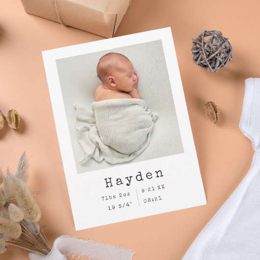 ミニマエレガントリストベビー発表写真引用文 案内状