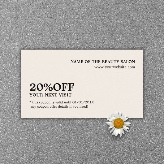 ミニマエレガントリストベージュ色ホワイトクーポンサロン 割引カード