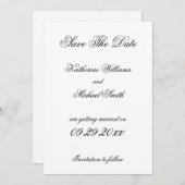 ミニマエレガントリストホワイトウェディング日付を保存 招待状 (正面/裏面)