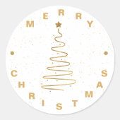 ミニマエレガントリストホワイト金ゴールドスターメリークリスマス ラウンドシール (正面)