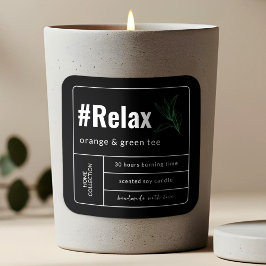 ミニマエレガントリストボホブラック&ホワイトキャンドルラベル スクエアシール