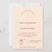 ミニマエレガントリストマゼンダコンテンポラリーン結婚ズ 招待状 (正面)