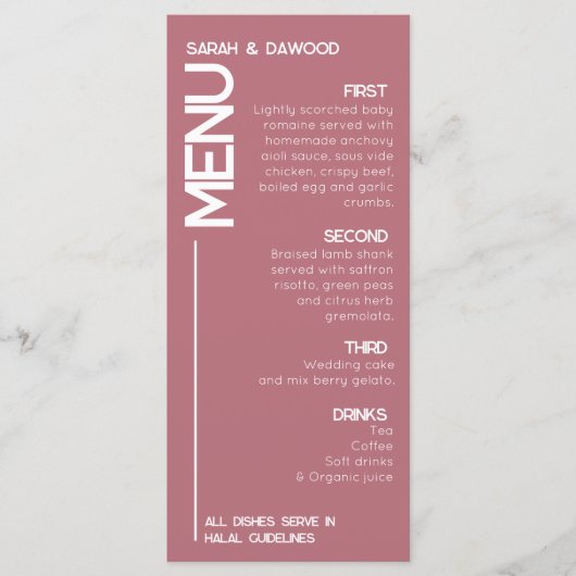 ミニマエレガントリストムスリムバラ金ゴールドホワイト結婚ズ メニュー (正面)